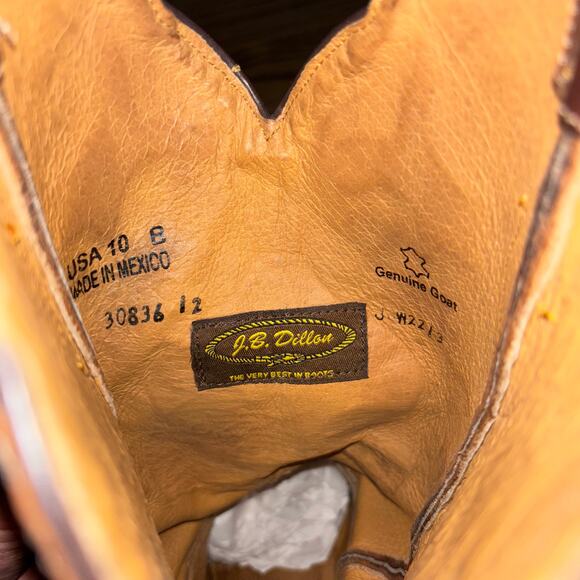 JB Dillon Women’s 10B Cowboy Boots Brown Leather Western Boots Made in Mexico - Picture 8 of 9